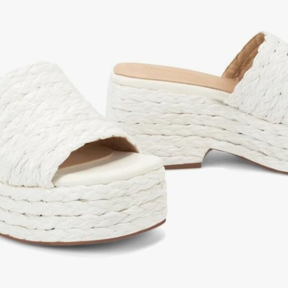 White Raffia Slip On Platform Sandal - Bridal Sandals - Picture 4 of 5